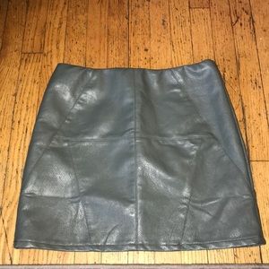 green leather skirt
